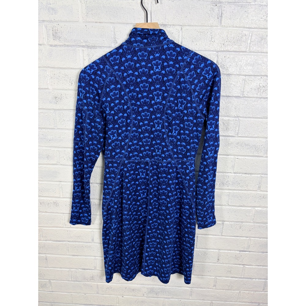 Title Nine Dream A-line Dress Womens S Blue Geometric Print 1/4 Zip Long Sleeve - Picture 2 of 10